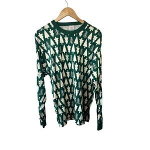 Hanna Andersson Green & White Christmas Tree Print Pajama Shirt  XL New